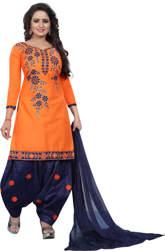 saiyaara fashion Cotton Silk Embroidered Salwar Suit Material(Semi Stitched)