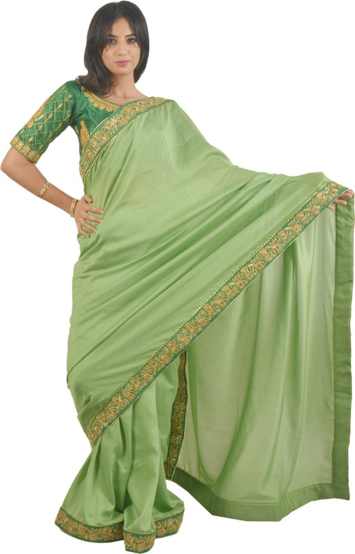 trendy weaves Embellished Bollywood Art Silk Saree(Light Green)