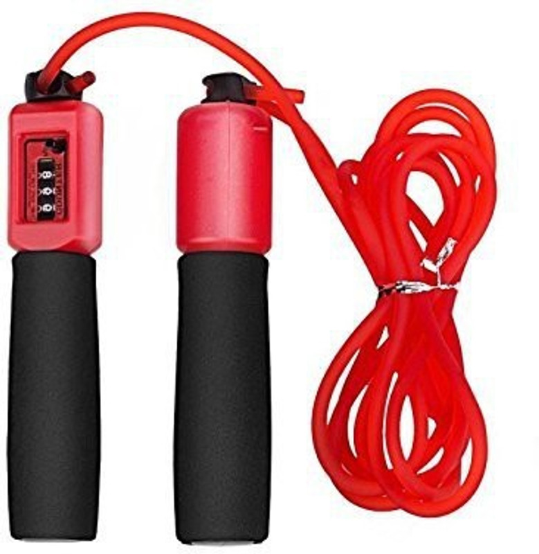GOCART Skipping Rope with Foam Handled Red & Black Color Freestyle Skipping Rope(Red, Length: 280 inch)