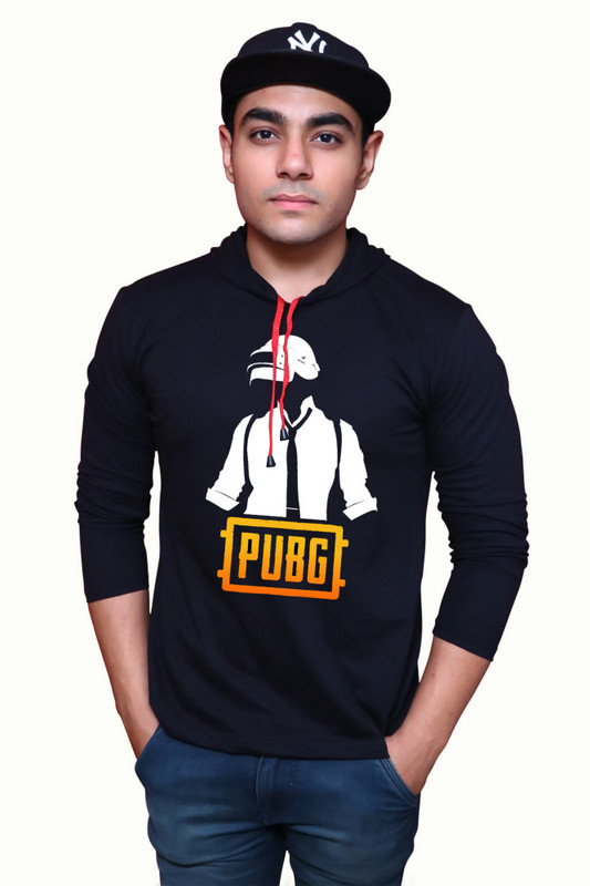 rhythem Printed Men Hooded Neck Dark Blue T-Shirt