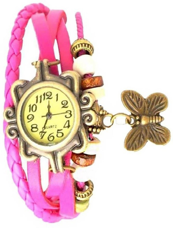 shiv trade butterfly pink leather Analog Watch  - For Women