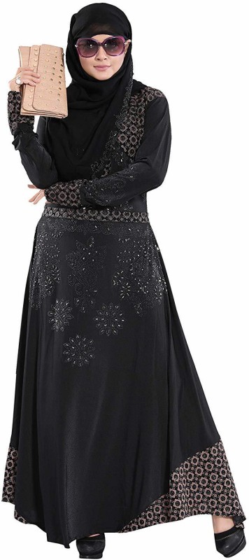 TUCUTE ®Women's Ready to Wear-Instant Velvet Embosed Lycra Abaya Burkha with Waist...