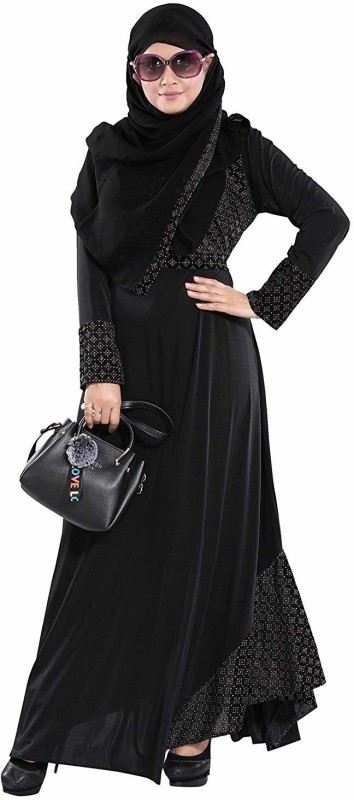 TUCUTE ®Women's Ready to Wear-Instant Velvet Embosed Lycra Abaya Burkha with Waist...