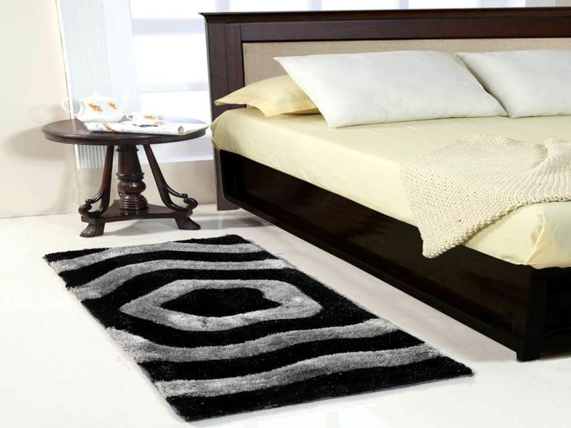 ica Black, Grey Polyester Area Rug(92 cm  X 152.4 cm)
