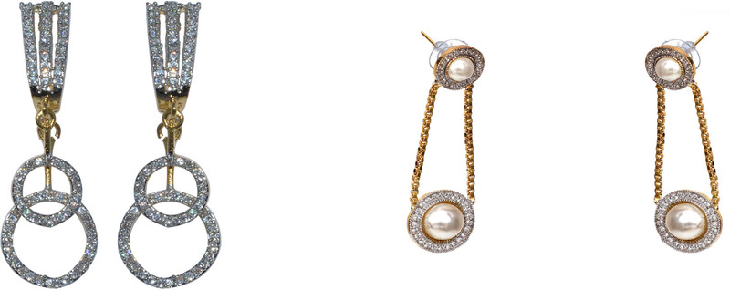 reshu jewels american diamond earring combo 10 Brass Drops & Danglers