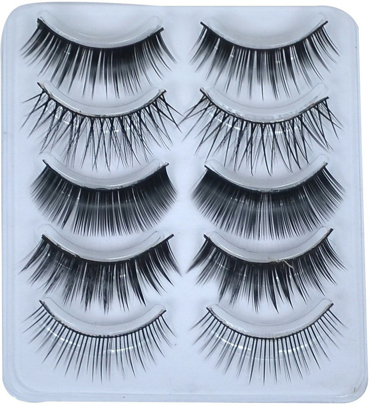 beautica Natural 3D Thick Long Polyester Fashion Eyelashes (5 Pair Set)(Pack of 5)