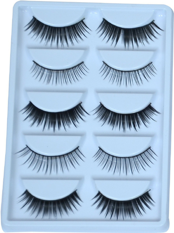 beautica Natural 3D Thick Long Polyester Fashion Eyelashes (Set of 5 pair)(Pack of 5)