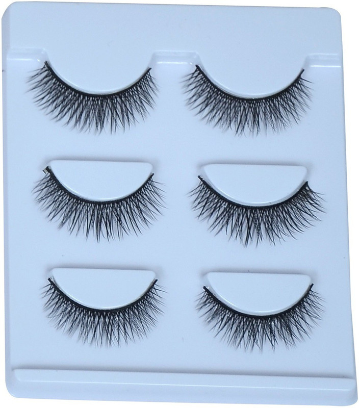 beautica Natural 3D Thick Long Polyester Fashion Eyelashes (set of 3 pair)(Pack of 3)