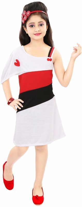 Style Junction Girls Midi/Knee Length Party Dress(Multicolor, Half Sleeve)
