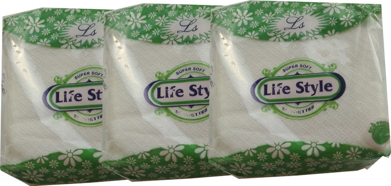 lifestyl velvet soft absorbent tissue paper napkins hygenic ( pack of 3 ) White Napkins(3 Sheets)