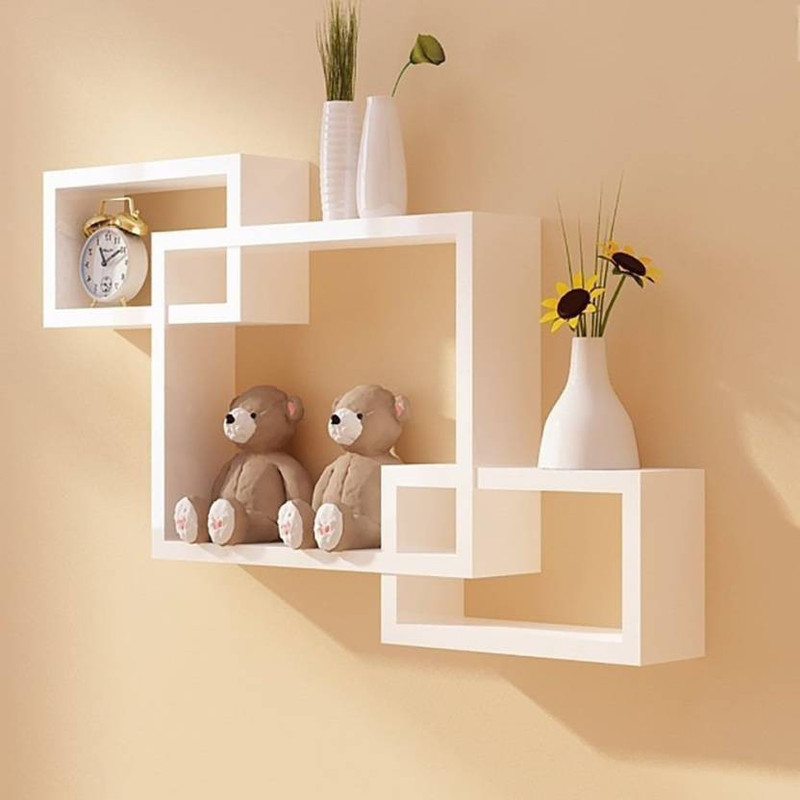 brand era Wooden, MDF (Medium Density Fiber) Wall Shelf(Number of Shelves - 3, White)