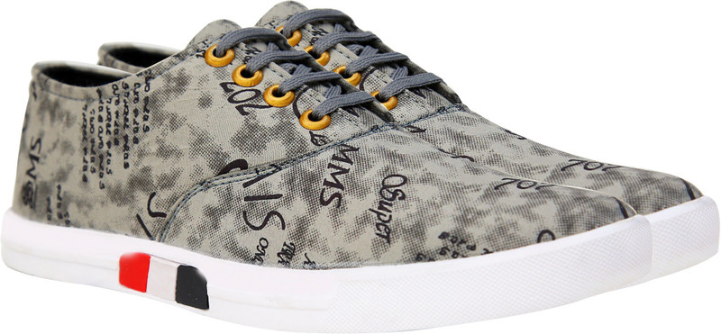 Buy Axonza Grey 1350 Printed Casual Sneakers Shoes Canvas Shoes