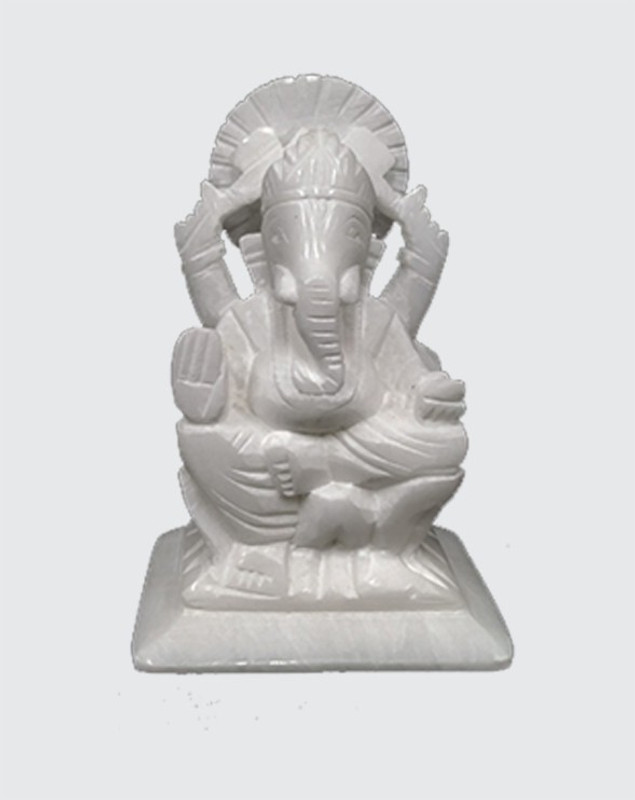gokraftly marble ganesh g full White idol Decorative Showpiece  -  8.89 cm(Marble, White)
