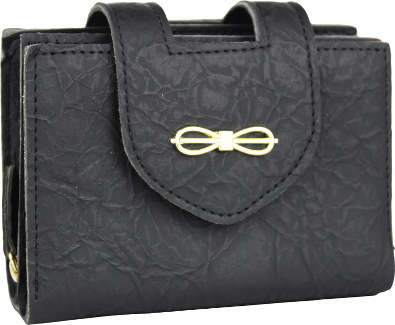 feather cruz Women Black, Gold Canvas Wallet(7 Card Slots)