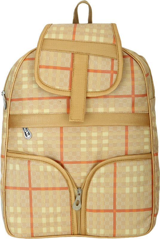 qooqle LIGHT BROWN COLOR CHECK Backpack(Brown, 5 L)