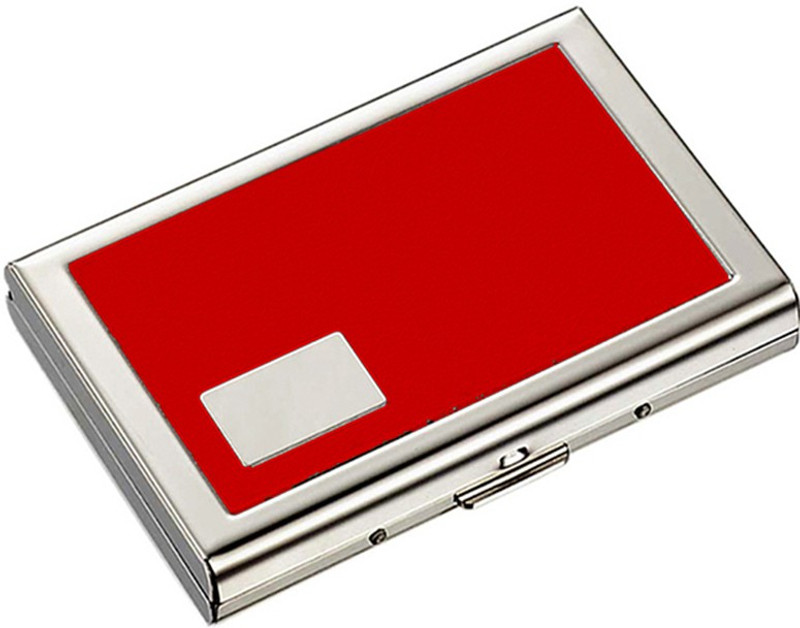 StealODeal Water-Resistant Stainless Steel Red Metal Debit/Credit Business Atm 6 Card Holder(Set of 1, Red)