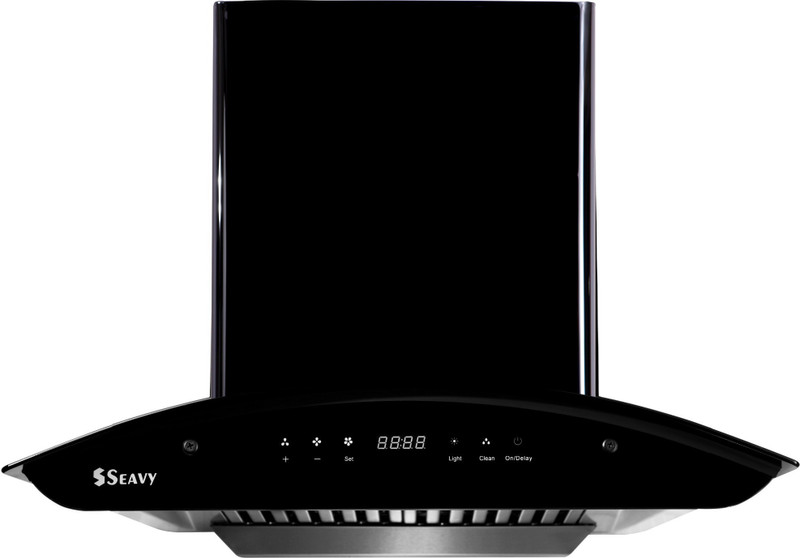Seavy Ciaz Black Titanium Steel 60cm Auto Clean Wall Mounted Chimney(Black/ Glossy Finish 1200 CMH)