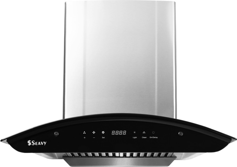Seavy Ciaz Stainless Steel 60cm Auto Clean Wall Mounted Chimney(Silver/Steel Grey 1200 CMH)