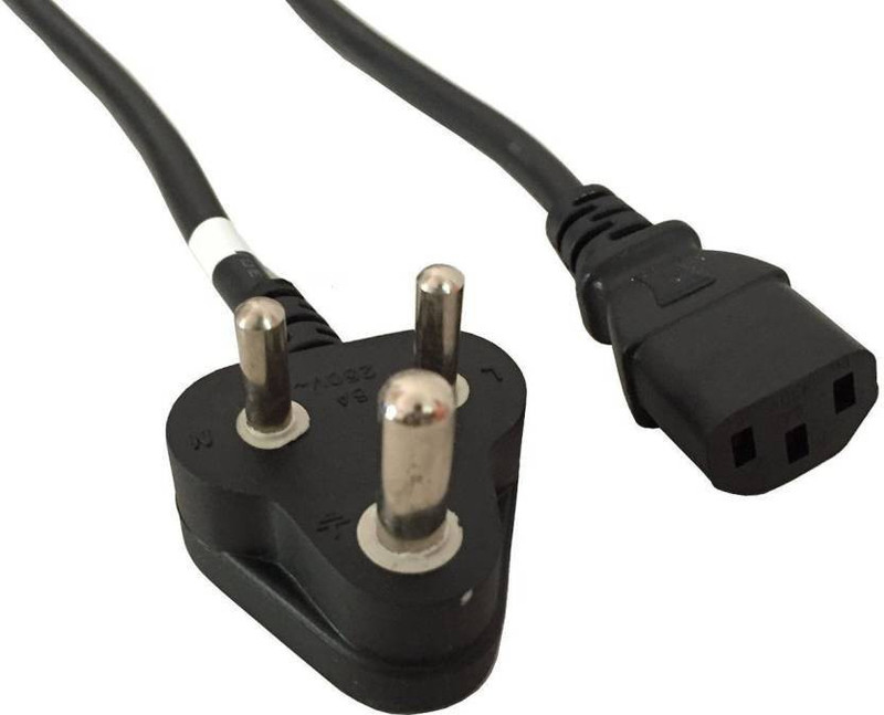 discountvilla 3 Pin Power Supply Cable 1.5 m Power Cord(Compatible with Computer, Printer, Black)
