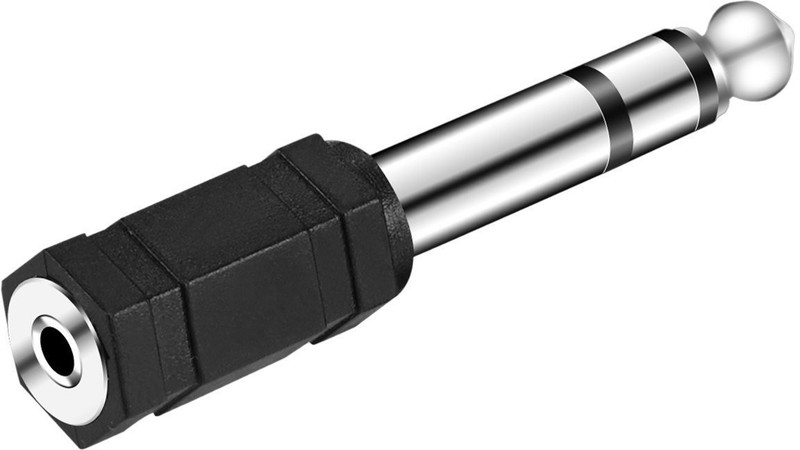 amtfox 6.35mm Male Mono Plug to 3.5mm Female Stereo Audio Jack Adapter Stereo Audio Cable(Compatible with Mobile, Laptop, Tablet, Mp3, Gaming Device, Black, Sync and Charge Cable)