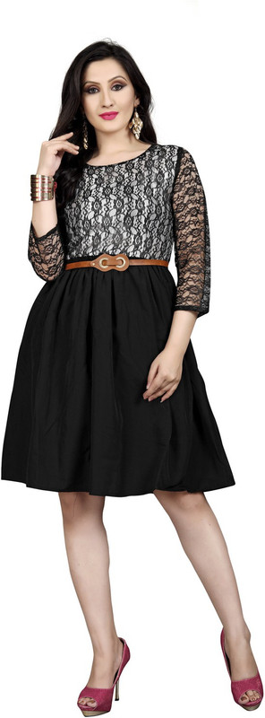 darji Women Skater Black Dress
