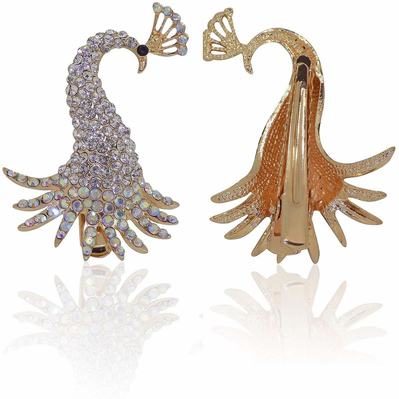 leysin Set Of 2 Peacock Style Designer Hair Clips Hair Clip(White)