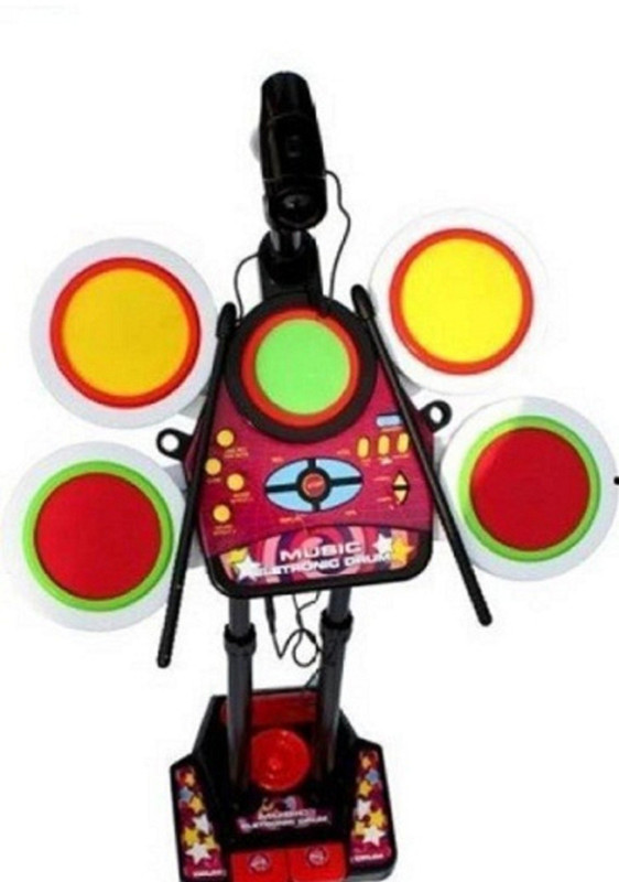 kdsn Kids Electronic Jr Drum Beat Set With Microphone And Lights(Multicolor)