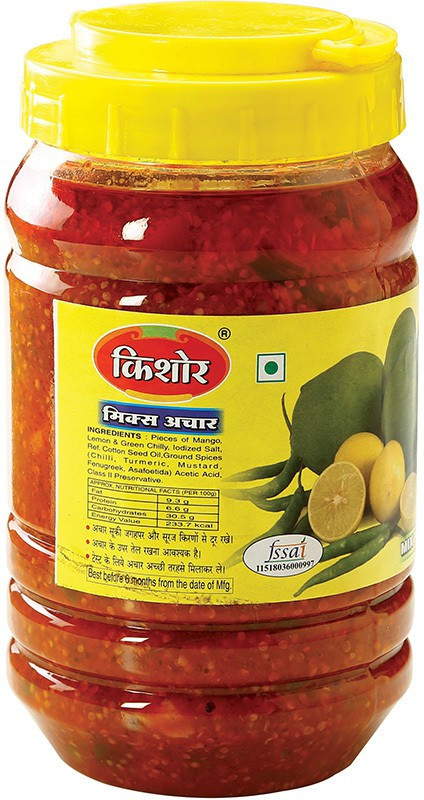 kishor masalewale Mix Pickle -Mango,Chilly,Lime Mango, Lime, Green Chilli Pickle(1 kg)