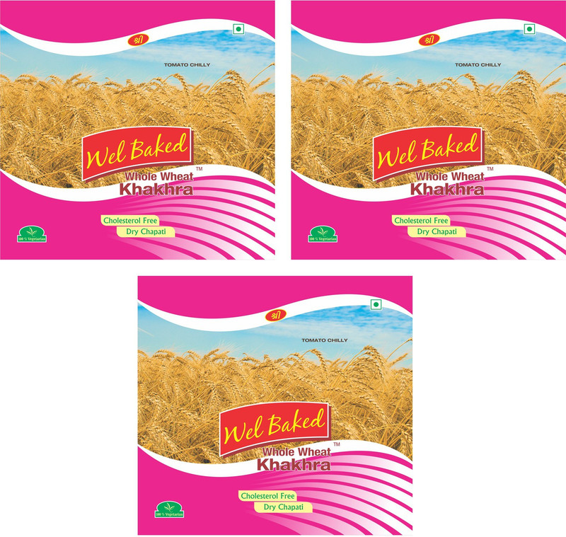 wel baked TOMATO CHILLY Khakhra (Pack of 3)(Pack of 3, 3 x 200, 600 g)