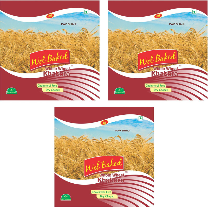 wel baked PAV BHAJI Khakhra (Pack of 3)(Pack of 3, 3 x 200, 600 g)