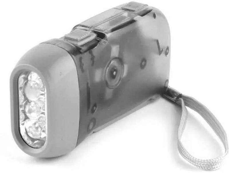 keycrze 3 LED Dynamo Flashlight Hand-Pressing Crank No Battery Torch Torch(Grey : Rechargeable)