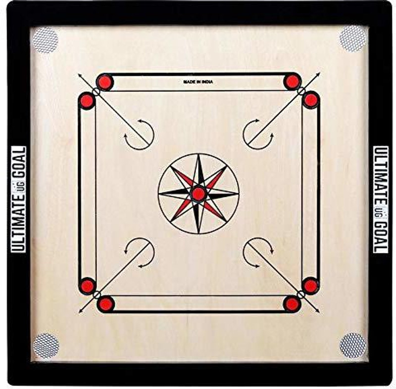 ultimate goal CARROM BOARD with coins and striker (32X32) 30 cm Carrom Board(Beige)
