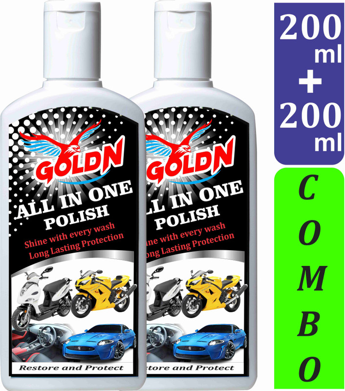 goldn Liquid Car Polish for Dashboard, Tyres, Metal Parts, Headlight, Exterior(400 ml)