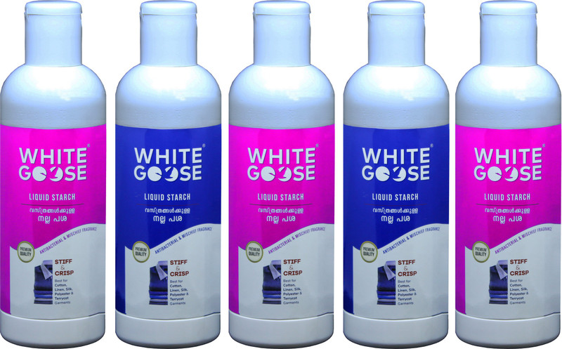 white goose Liquid Starch 200 ML Pack of 5 Fabric Stiffener(1000 ml)