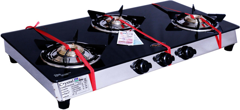 suryachef Crystal-3B Glass Manual Gas Stove(3 Burners)