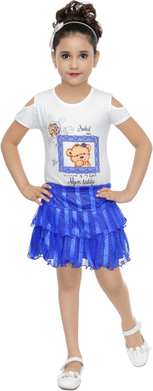 nukids Girls Casual Top and Skirt Set(Multicolor Pack of 1)