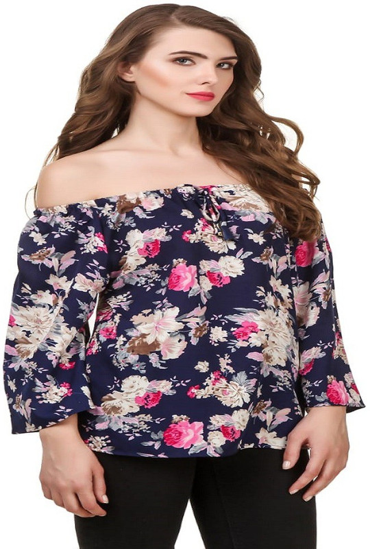 alish enterprise Casual 3/4 Sleeve Floral Print Women Multicolor Top