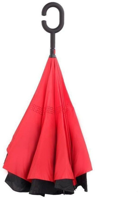 pgtreding C Handle Windproof Reversible Umbrella (Red) Umbrella(Red)