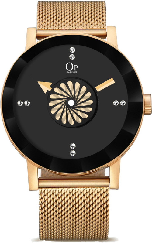 op fashion Op New Golden sypher patta cgakra desdign in dial with trending streps golden watch for men and women Trending thin chain look PU Streps Analog Watch  - For Men & Women