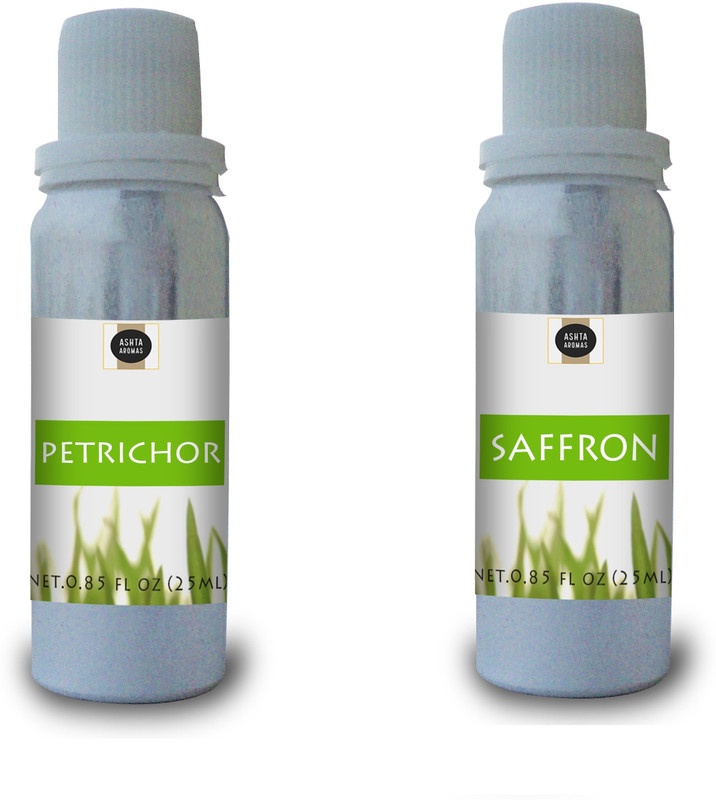ASHTAAROMAS Traditional Pack of 2 Attars (25 ml Each) Petrichor and Saffron Attar Free From Alcohol Herbal Attar(Saffron)