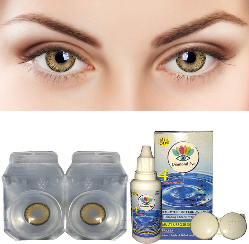 Diamond Eye Hazel Color Contact lens with Case & Solution(Pack of: 2)