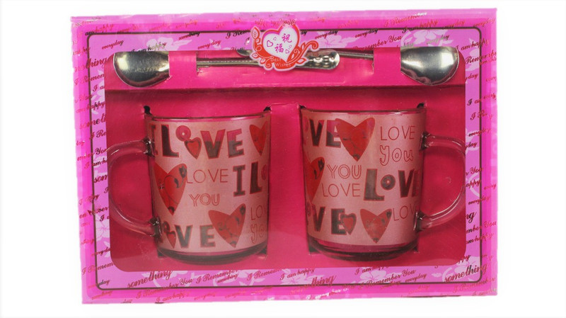 sky bottles love-cup-1 Glass(Pink, Pack of 2)