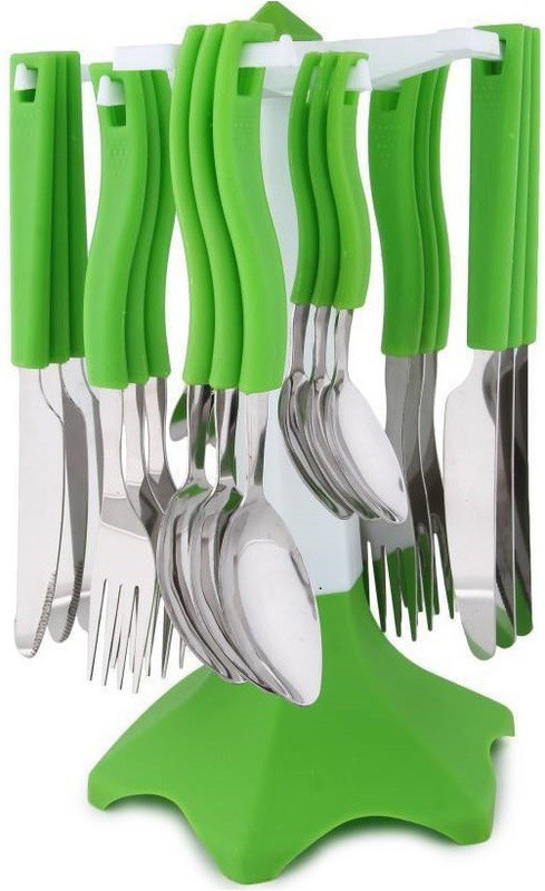 rushilwere Green cutlery set Plastic Cutlery Set(Pack of 24)