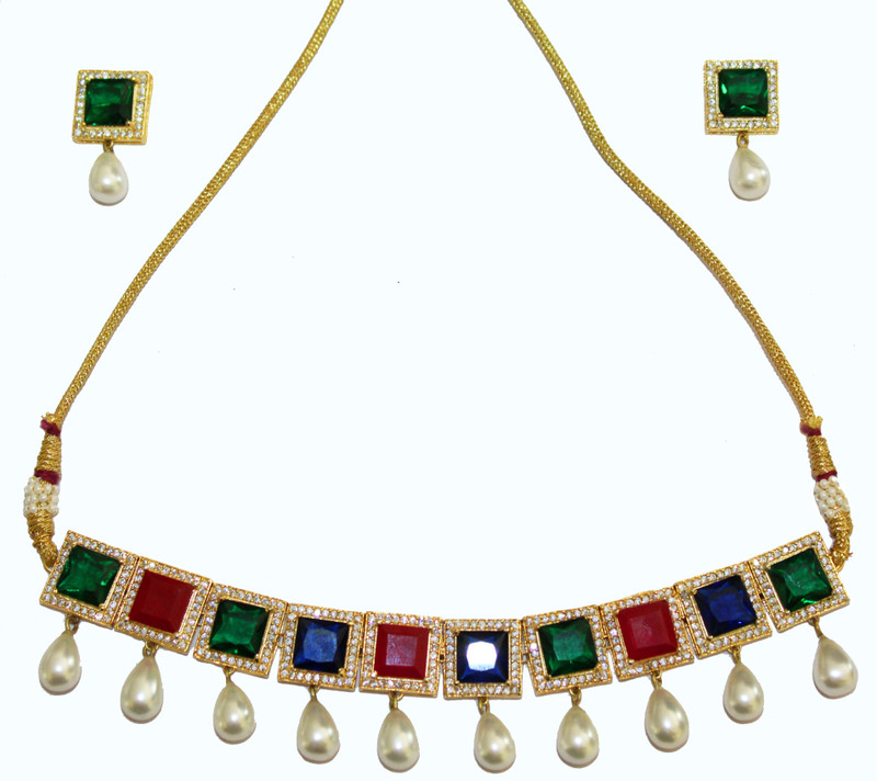 bhanu gems Brass Jewel Set(Gold)