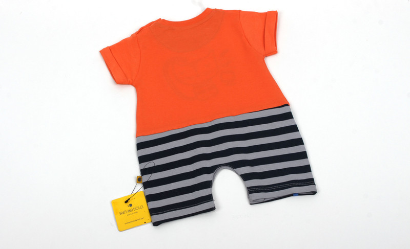 brats and dolls Romper For Boys Graphic Print Pure Cotton(Orange, Pack of 1)