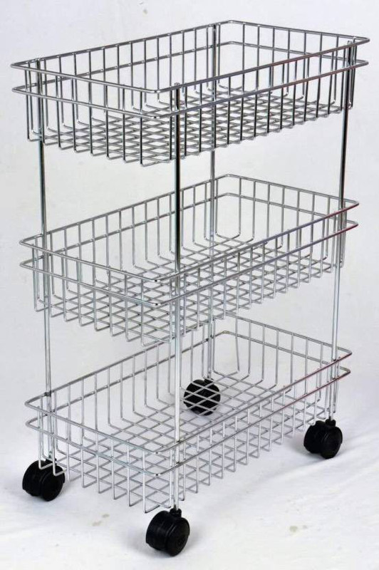 Randal Multipurpose Perforated Portable Design Vegetable & Fruit Stand 4-Tire Stainless Steel Kitchen Trolley(Pre-assembled)