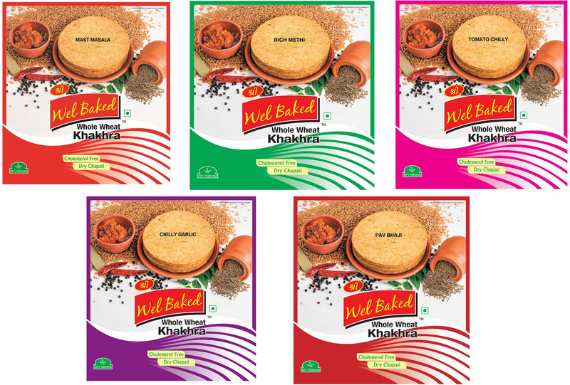 wel baked SPICY Khakhra Combo (Pack of 5)(Pack of 5, 5 x 0.2, 1 kg)
