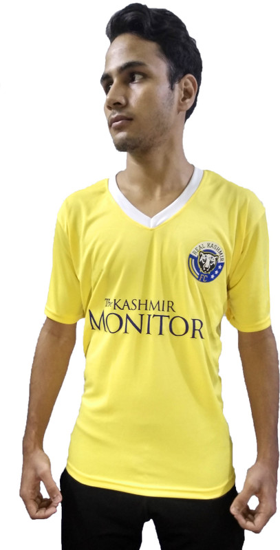 borntoplay365 Printed Men V Neck Yellow T-Shirt
