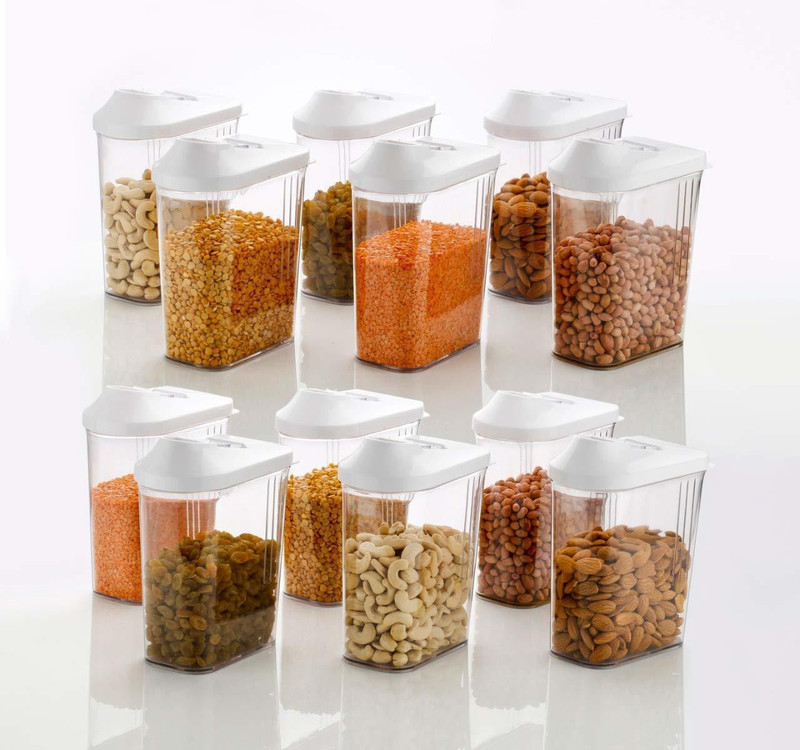 nature care enterprise container  - 1500 ml Plastic Oil Container, Spice Container, Fridge Container, Tea Coffee & Sugar Container, Grocery Container, Utility Box(Pack of 12, Clear)