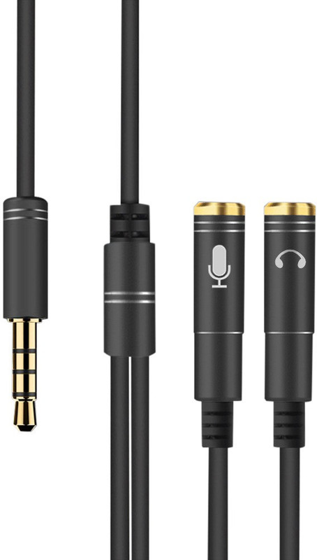gvaas Metal 3.5mm Stereo Audio Y Splitter Cable 0.3 m Headphone Splitter(Compatible with MOBILE, TABLET, COMPUTER, LAPTOP, Black, One Cable)
